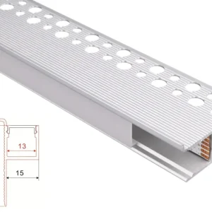 Kipsiprofiili | Sisäänrakennettu | 1 metri | Sivu | Alumiini | 38,5x15 | COB LED-nauha