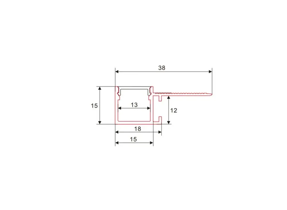 Kipsiprofiili | Sisäänrakennettu | 1 metri | Sivu | Alumiini | 38x15 | COB LED-nauha (kopio)