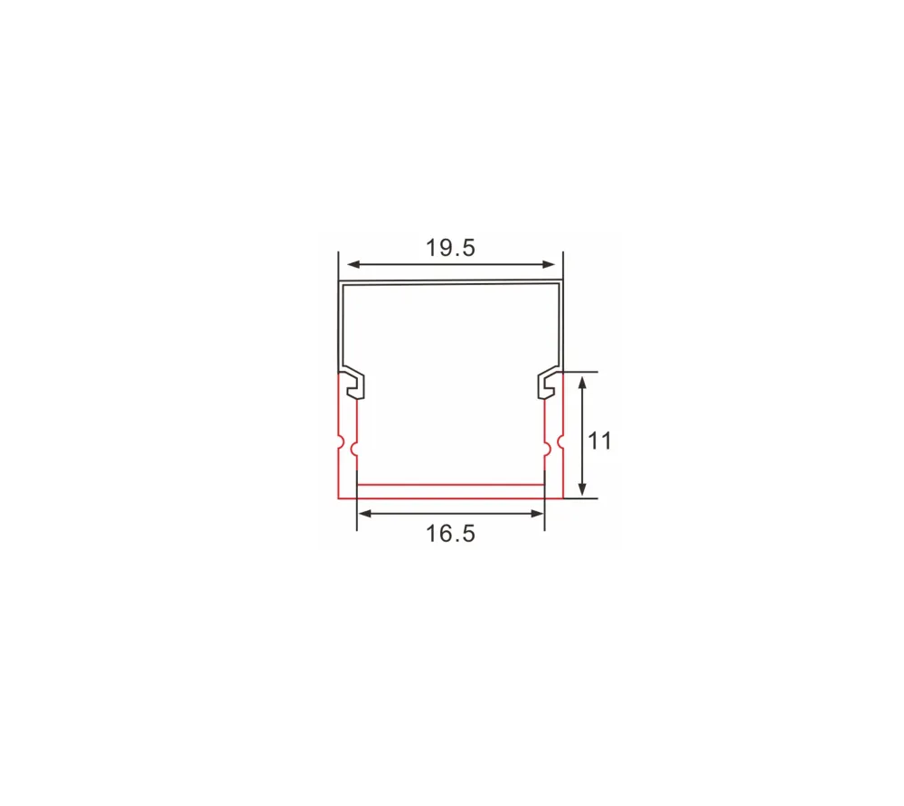 Profiili | Rakentaminen | 1 metri | Laki | Alumiini | 19x19 | Neliönmuotoinen huppu | COB LED-nauha