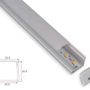 Profiili | Rakentaminen | 1 metri | Laki | Alumiini | 20,5 x 20,5 | COB LED-nauha