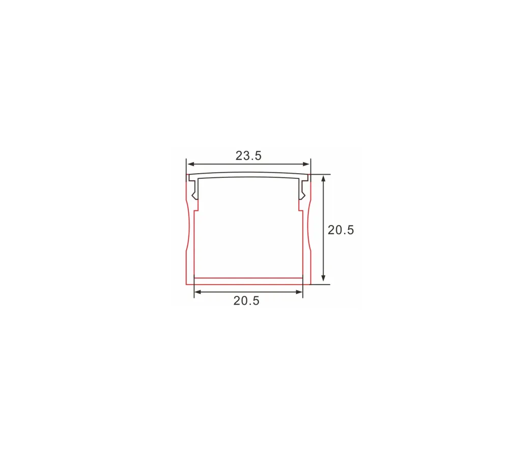 Profiili | Rakentaminen | 1 metri | Laki | Alumiini | 20,5 x 20,5 | COB LED-nauha