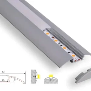 Profiili | Sisäänrakennettu | 1 metri | Kulma | Alumiini | 52x8 | COB LED-nauha