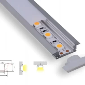Profiili | Sisäänrakennettu | 1 metri | Laki | Alumiini | 24,5x7 | COB LED-nauha
