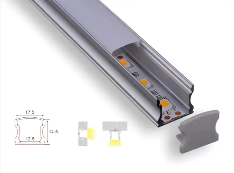 Profiilirakenne | 3 metriä | Laki | Alumiini 17,5 x 14,5 | Cob -LED -kaistale