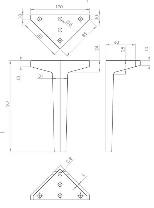 Elba Solid Brass Standard Metal Legs