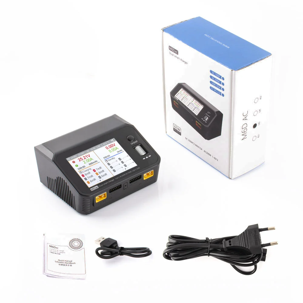 M6DAC Kaksoiskanavan RC Älykäs Lataus- ja Purkulaite, AC/DC Tasapainolatauslaite, Max. 15A LiPo, LiHV, LiFe, Lion, NiMh, P...