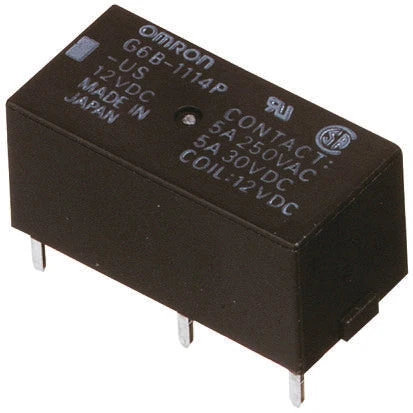 Omron-rele 12V DC SPST 5A piirilevylle kiinnitettävä G6B-1114P-US DC12