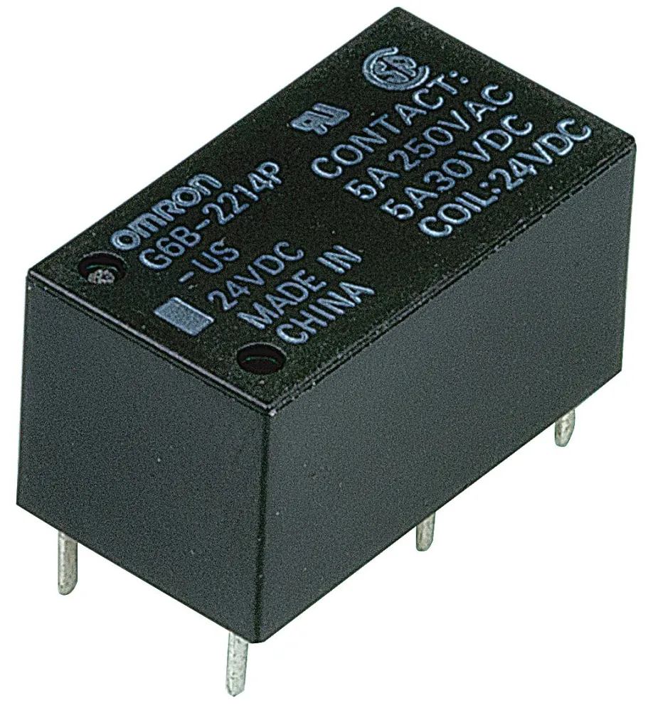 Omron-rele 24V DC DPST 5A piirilevylle kiinnitettävä G6B-2214P-US DC24