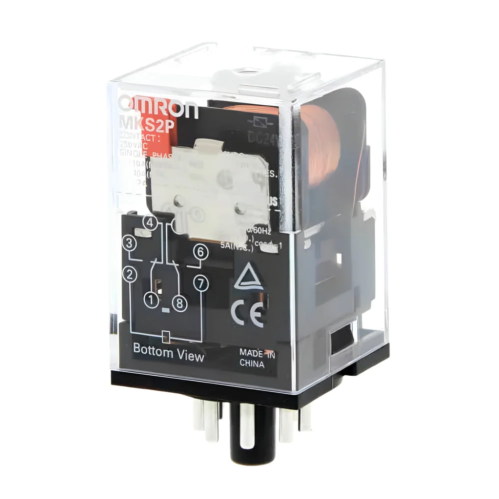 Omron-rele 24VAC DPDT 10A pistokeliitäntäinen MKS2P