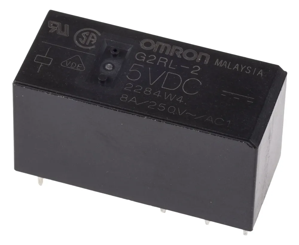 Omron-rele 5V DC DPDT 8A piirilevylle kiinnitettävä G2RL-2 DC5