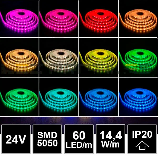 14,4W/m 24V RGB LED-nauha (RGB) - MESSUKÄYTTÖÖN