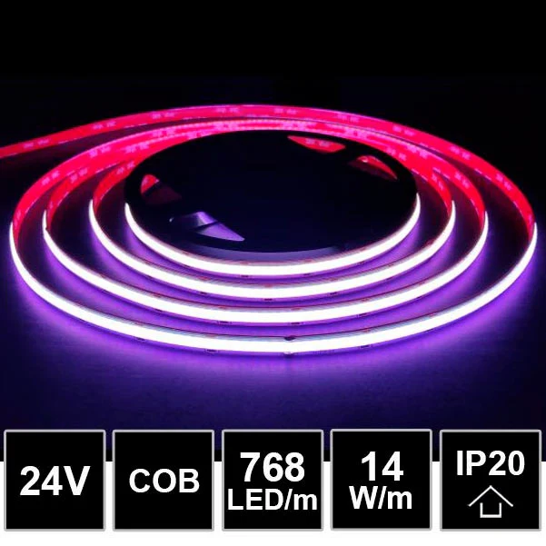 14W/m 24V RGB COB LED-nauha (RGB) IP20 - MESSUKÄYTTÖÖN