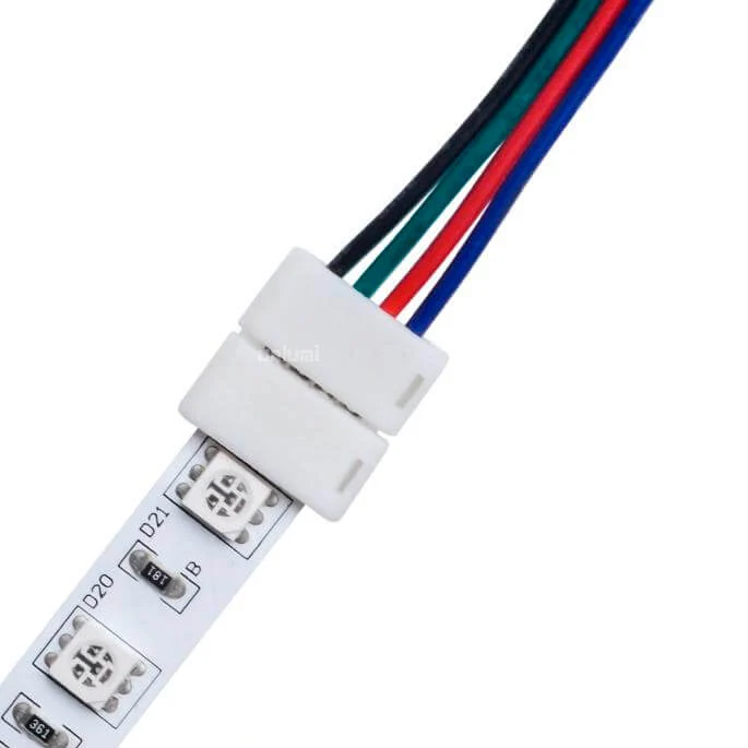 RGB - 10mm RGB LED-nauhan SNAP jatkoliitin (nauha+johdot RGB led-nauhalle, max. 60led/m)