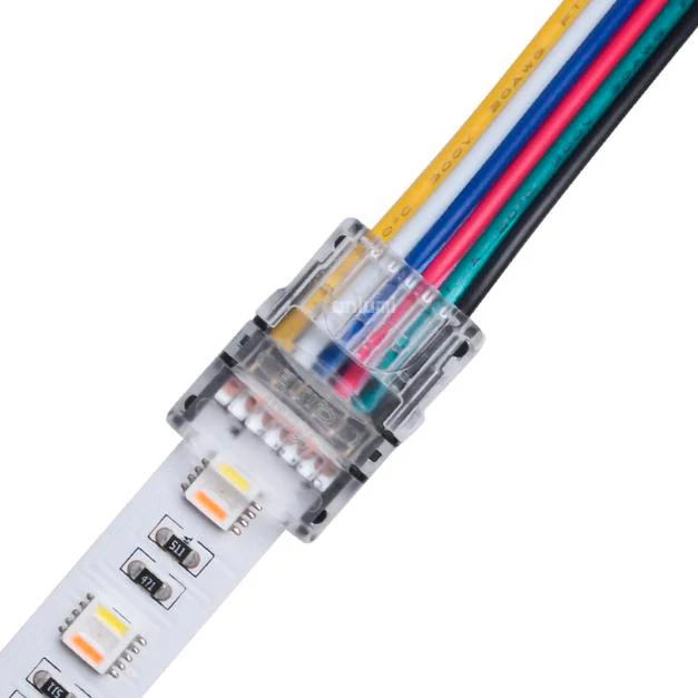 RGB+CCT - 12mm RGB+CCT LED-nauhan jatkoliitin (nauha+13 cm johdot RGB+CCT led-nauhalle, max. 60led/m)