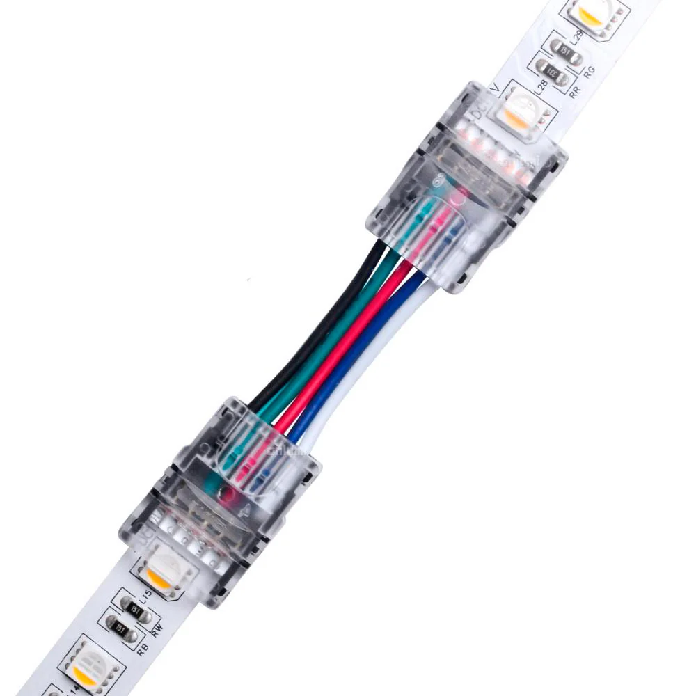 RGBW - 12mm RGBW LED-nauhan jatkoliitin (nauha+nauha 13cm välijohdolla RGBW led-nauhalle, max. 90led/m)
