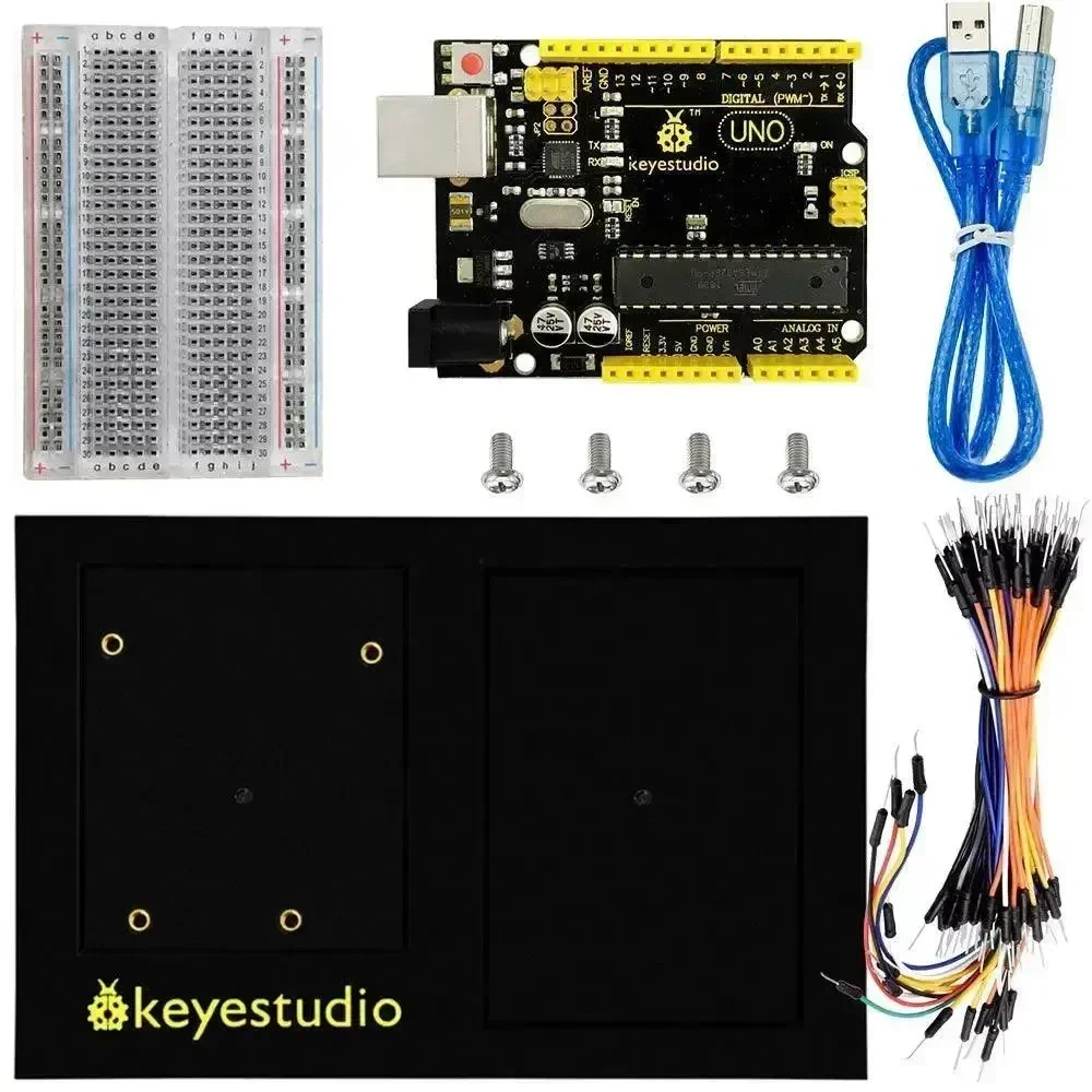 KeyeStudio Arduino UNO R3 -levy +400 reikää läpinäkyvä leipälauta