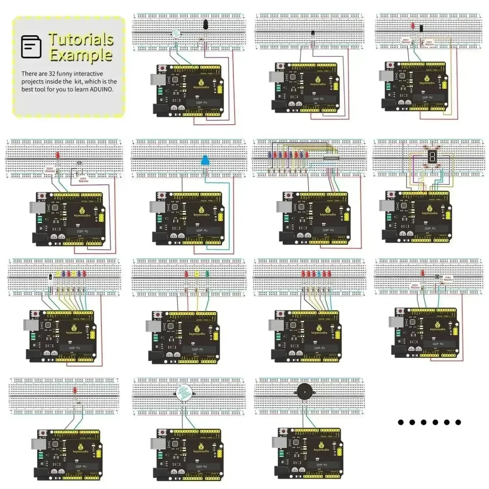 KeyeStudio Super Starter -oppimispaketti Arduinoon UNO R3 -kortilla