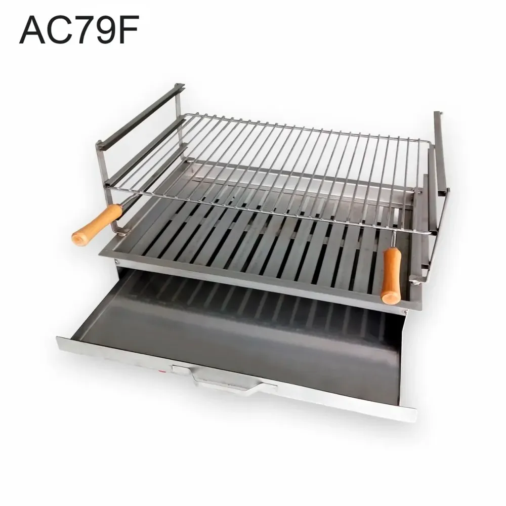 Upotettava ruostumattomasta teräksestä valmistettu grilli 70x48 AC79F