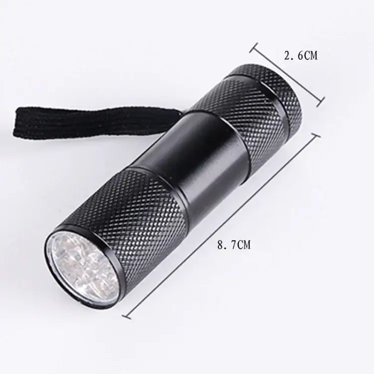 Kompakti UV-taskulamppu 395NM Mini 9 LEDillä