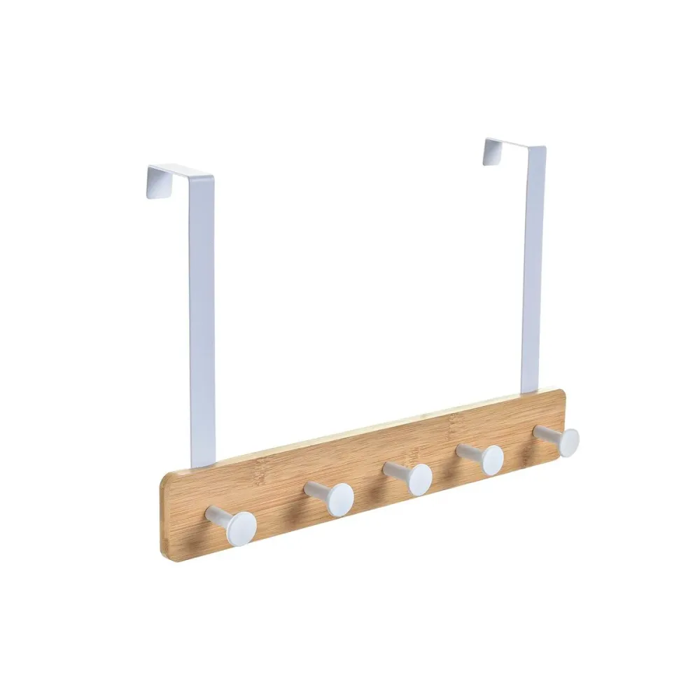 Ovitakkiteline Home ESPRIT Valkoinen Metalli Bambu 38,5 x 4,8 x 25,5 cm