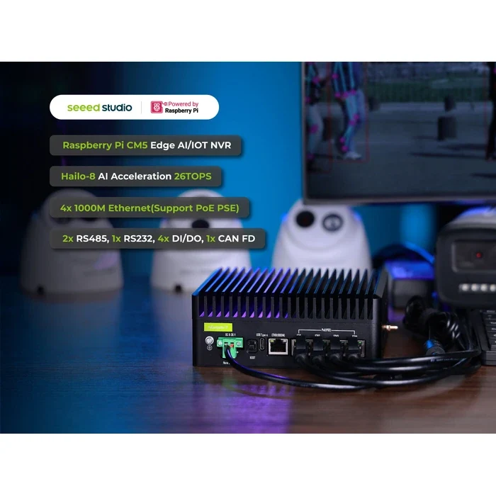 Seeed Studio reComputer Industrial R2245-12 Raspberry Pi Edge AI/IOT NVR 26 TOPS