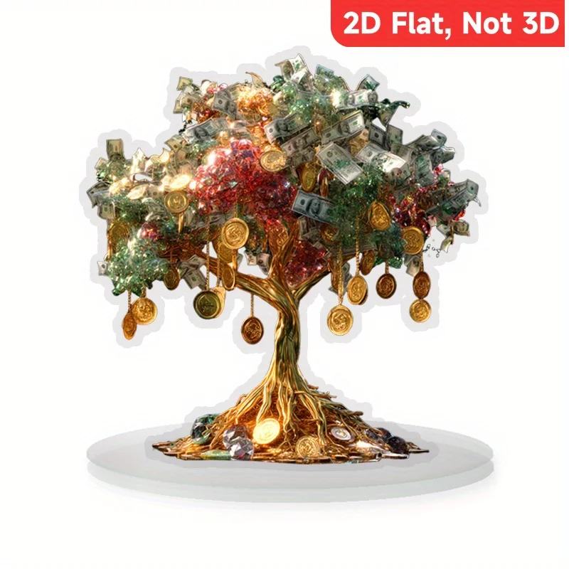 1PC Gold Coin and Paper Currency Combination Life Tree Pattern Desktop Decoration, Home Decoration, Ideal Gift Friends