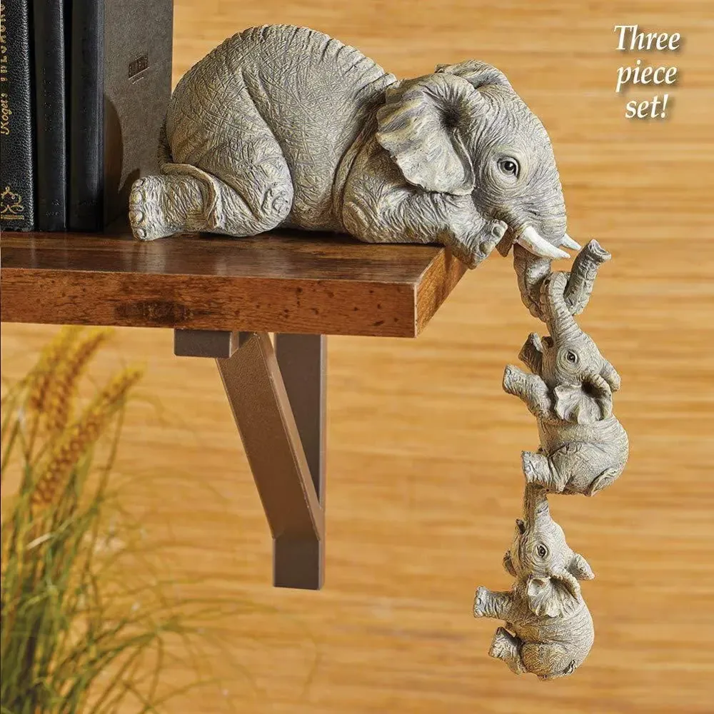 3PCS/Set Cute Simulation Elephant Figurine Elephant Holding Baby Elephant Ornaments Home Resin Crafts Home Decoration Gifts
