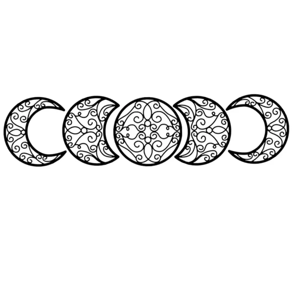 5pcs Black Moon Decoration Wall Hanging 3D Moon Phase Spiritual Bedroom Wall Decor Nordic Bohemian Style Christmas Home Decor