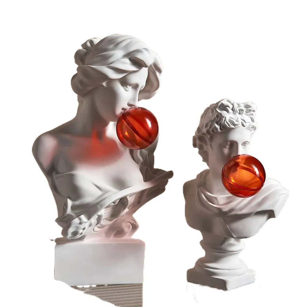 Aesthetic Character Figurines Artistic Plaster Model Blowing Bubble Gum Statue Living Room Decor Modern Home Decoration Art