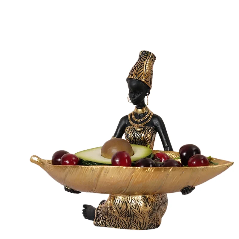 African Women Resin Statuehome Decor National Woman Decoration Home Living Room Tabletop Craft Tray Decoration