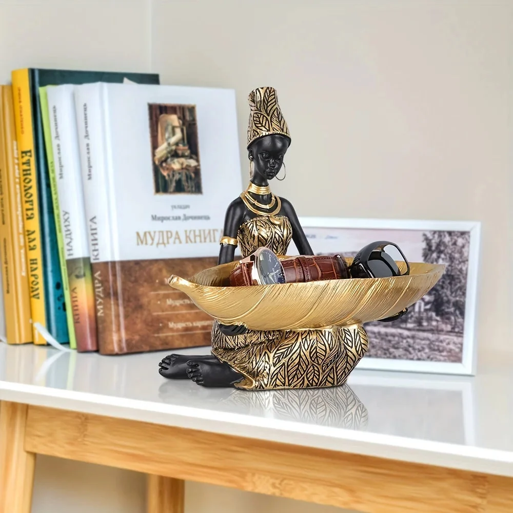 African Women Resin Statuehome Decor National Woman Decoration Home Living Room Tabletop Craft Tray Decoration