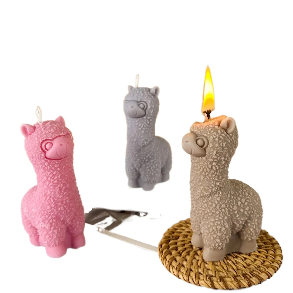 3D Alpacas Silicone Candle Mold DIY Cute Animal Scented Candle Soap Craft Gifts Making Resin Plaster Molds Home Decor Supp...