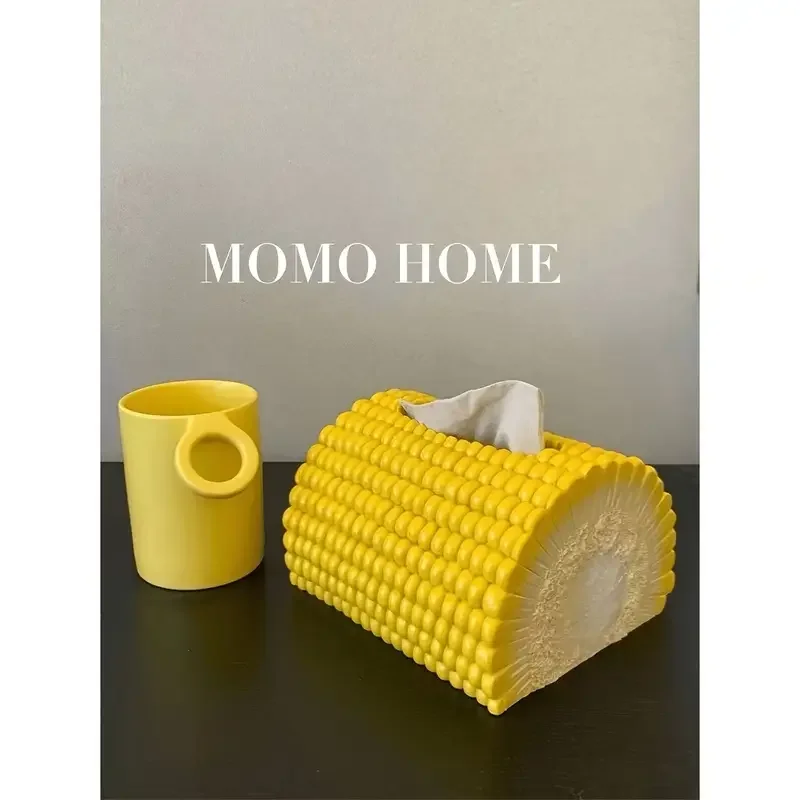 Cartoon Creativity Corn Paper Box Simulation Corn Tissue Box Living Room Dining Table Decoration Multifunctional Home Deco...