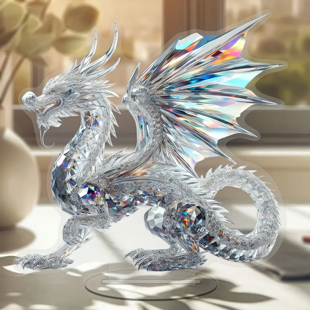 Crystal Dragon 2D Acrylic Ornament Office Home Decoration Ornament