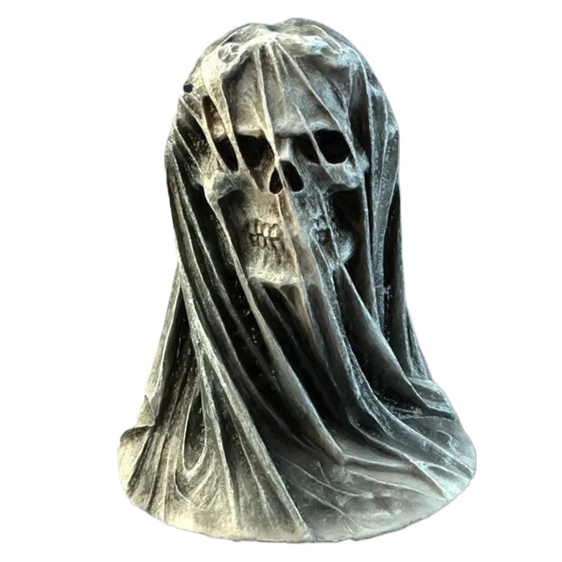 Grim Reaper Death Skull Figurine Veil Hell God Death Statue Realistic Ghost Sculpture Halloween Party Ornament Home Decor