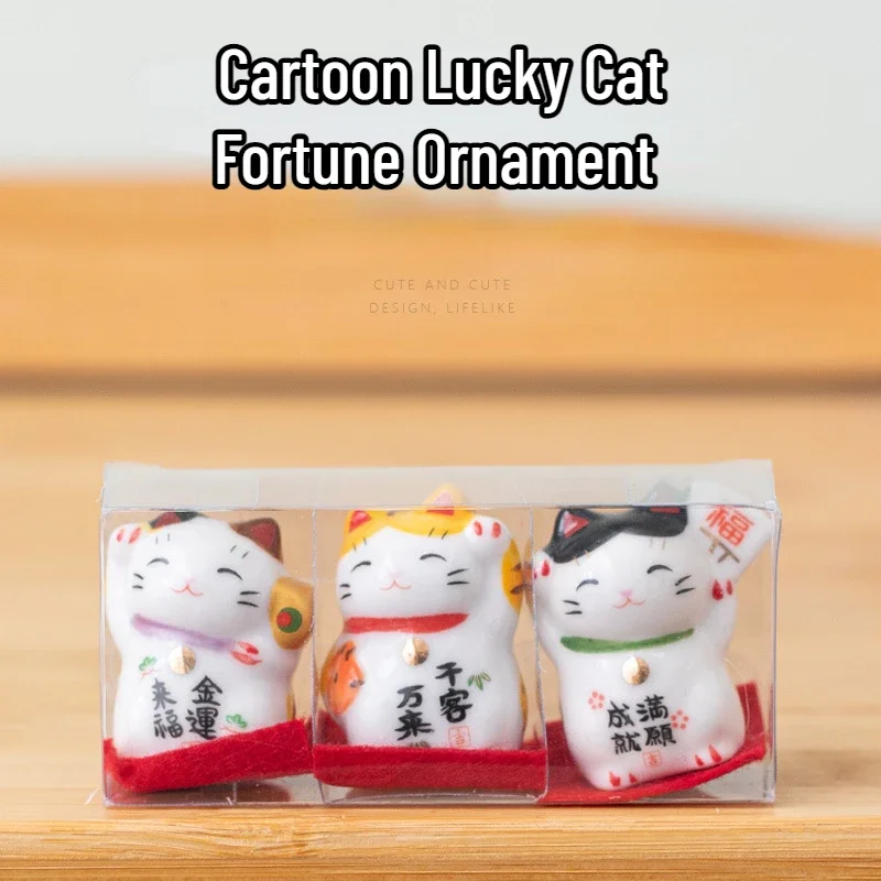 Japanese Ceramic Daruma Crafts Cartoon Lucky Cat Fortune Ornament Landscape Home Decor Accessories Gifts Living Room Decor...