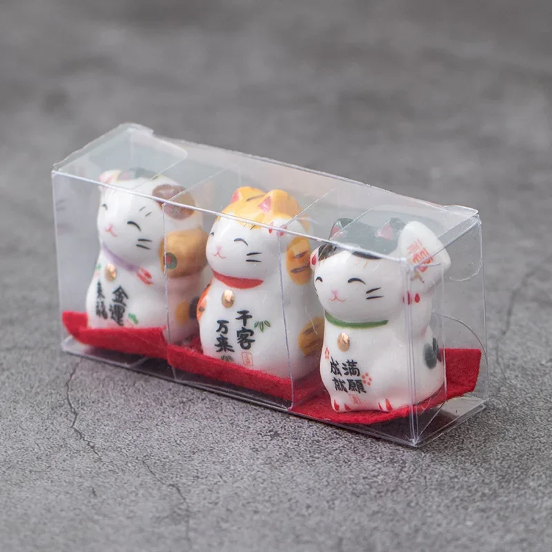 Japanese Ceramic Daruma Crafts Cartoon Lucky Cat Fortune Ornament Landscape Home Decor Accessories Gifts Living Room Decor...