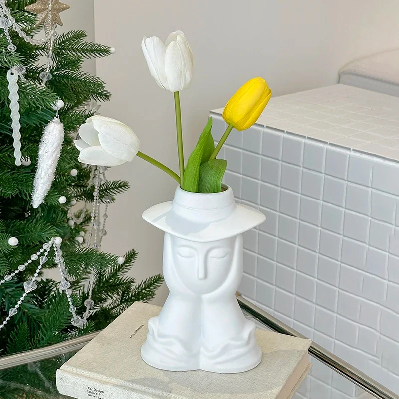 Modern Minimalist Gentleman's Face Shaped Vase Home Decoration Living Room Foyer Model Room High End Decorative Vase