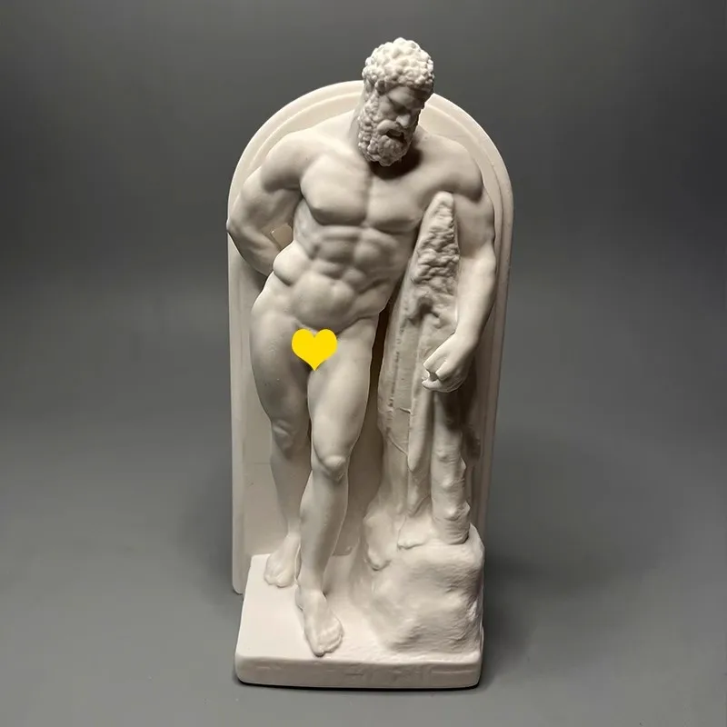 Muscle Hercules Plaster Sculpture Crafts Home Decoration Artwork European Vintage Ornaments Art Home Living Room Desktop D...