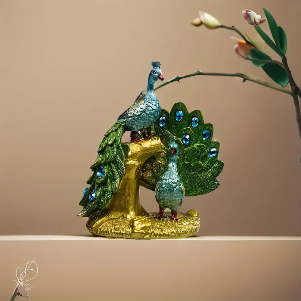 Peacock Statue Decoration, Animal Sculpture Modern Resin Home Decoration - Home Office Desktop Multifunctional Style Decor...