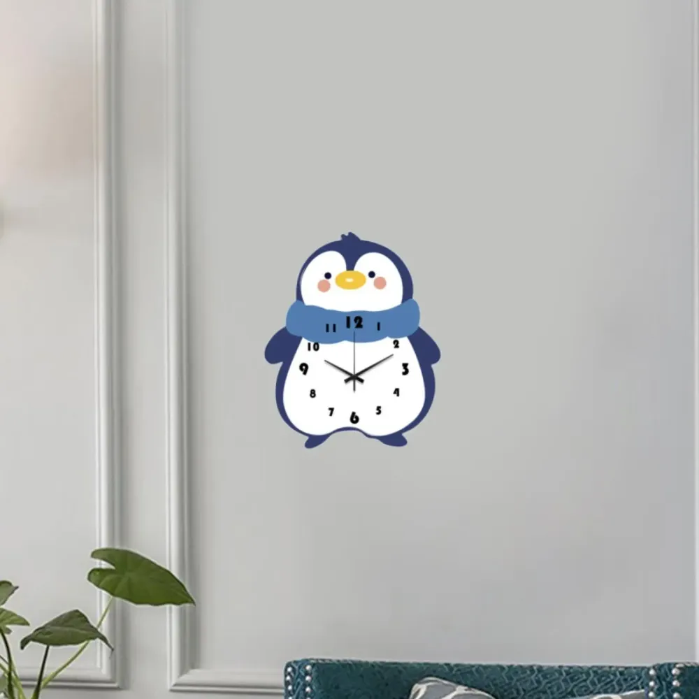Penguin Wall Clock Hanging Clock Decoration Modern Cafe Home Decor Silent