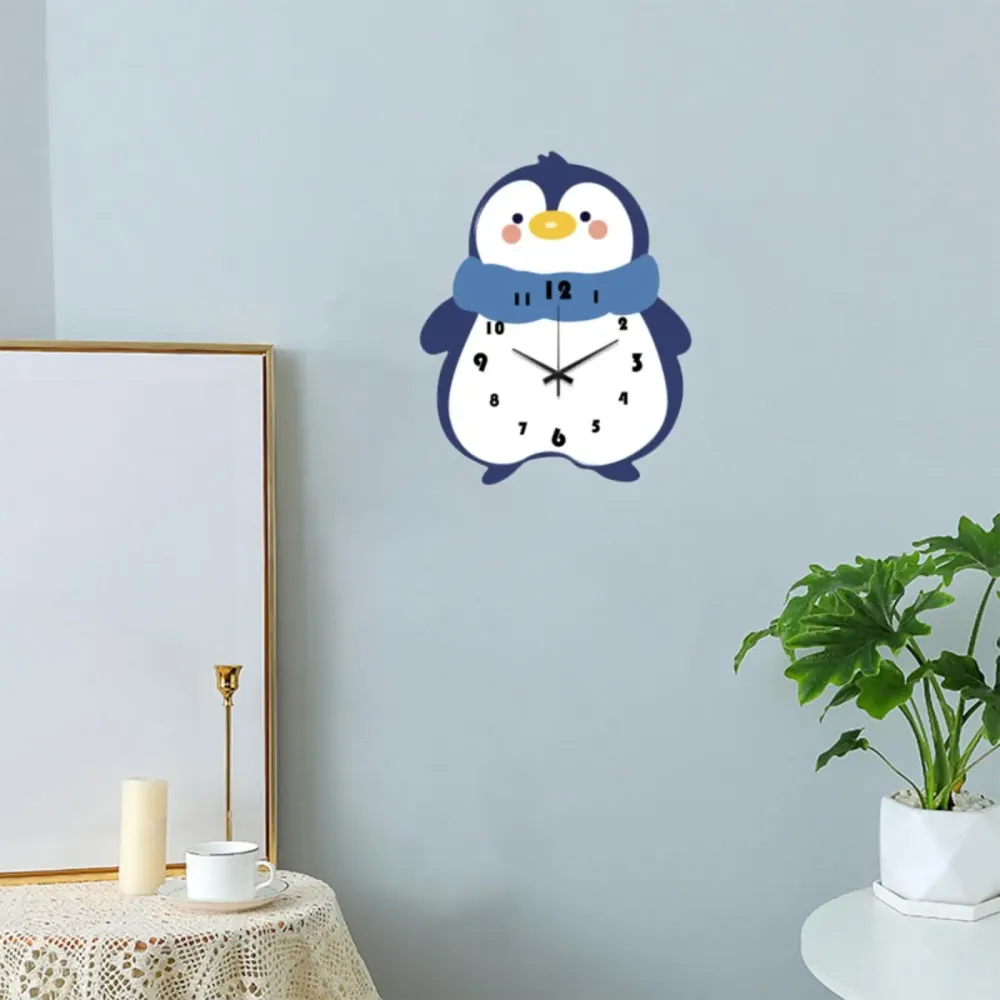 Penguin Wall Clock Hanging Clock Decoration Modern Cafe Home Decor Silent