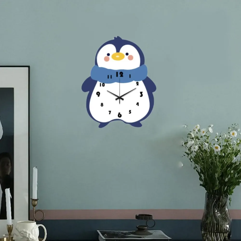 Penguin Wall Clock Hanging Clock Decoration Modern Cafe Home Decor Silent