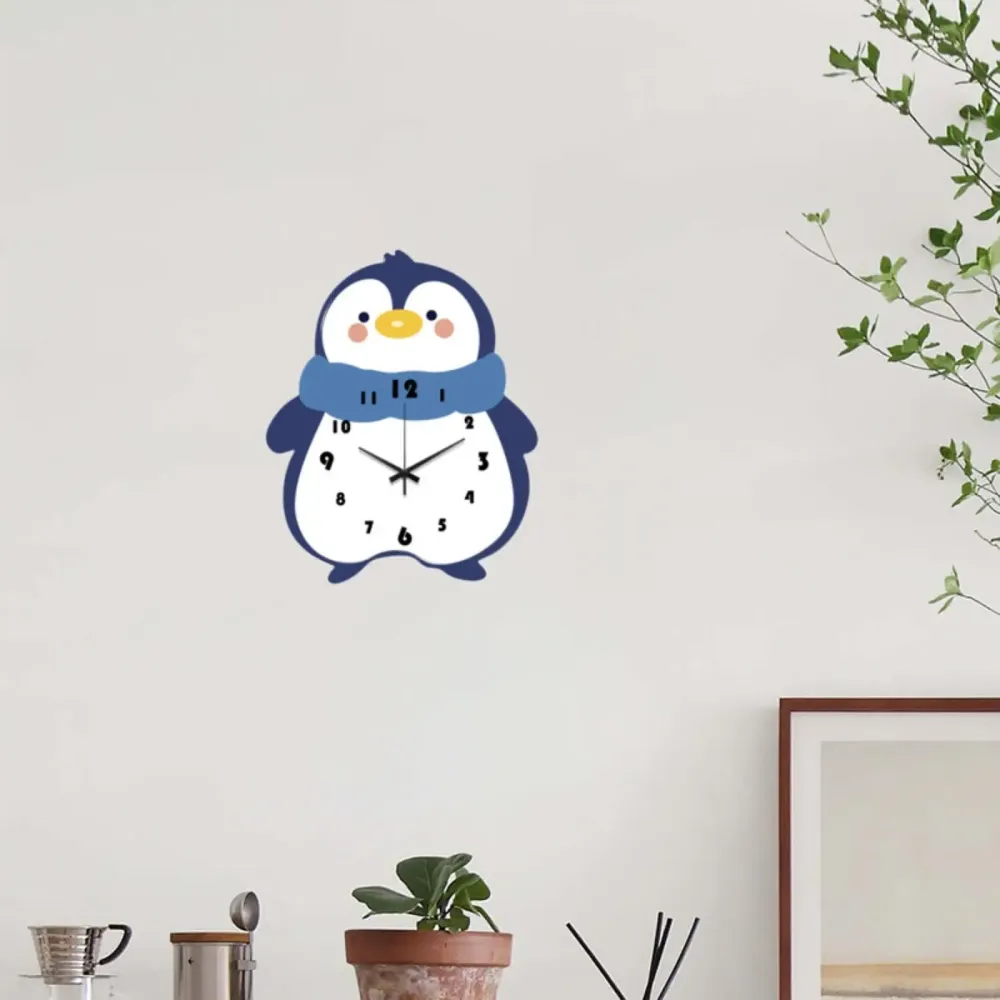 Penguin Wall Clock Hanging Clock Decoration Modern Cafe Home Decor Silent