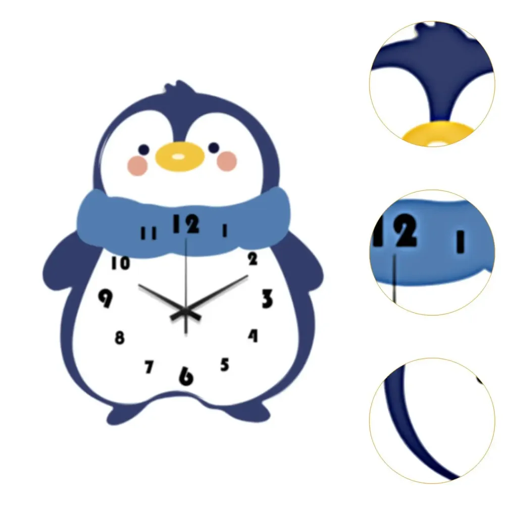 Penguin Wall Clock Hanging Clock Decoration Modern Cafe Home Decor Silent