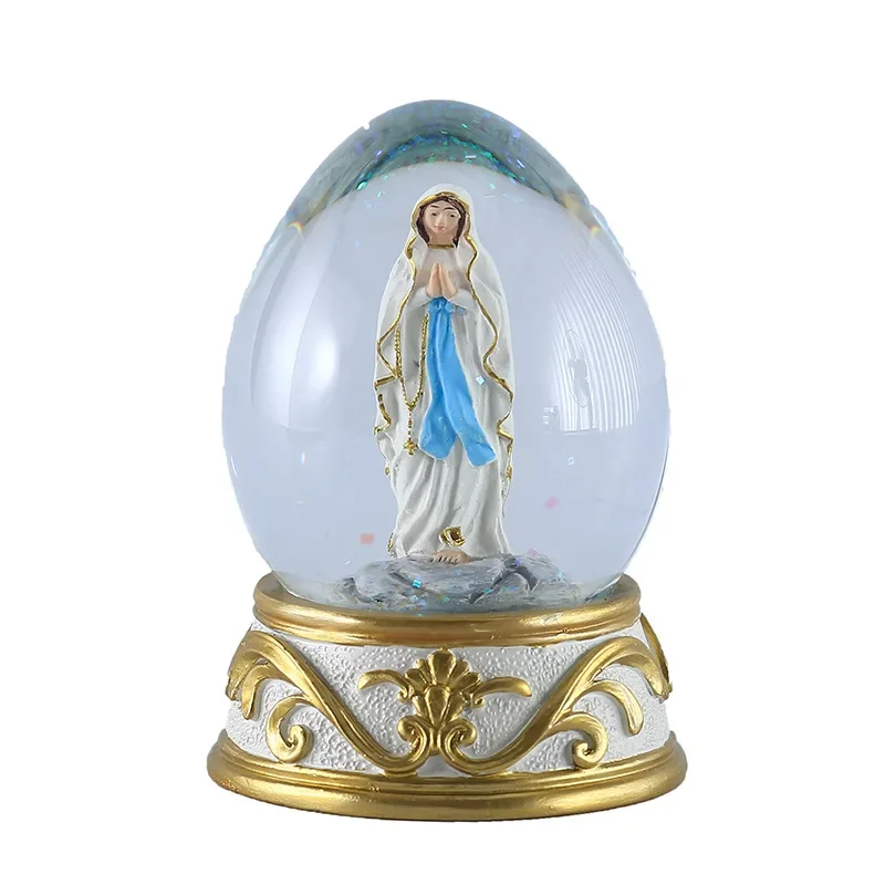 Resin Crafts Acrylic Crystal Ball Our Lady Pray Christmas Glass Home Decoration Easter Eggs Figurines