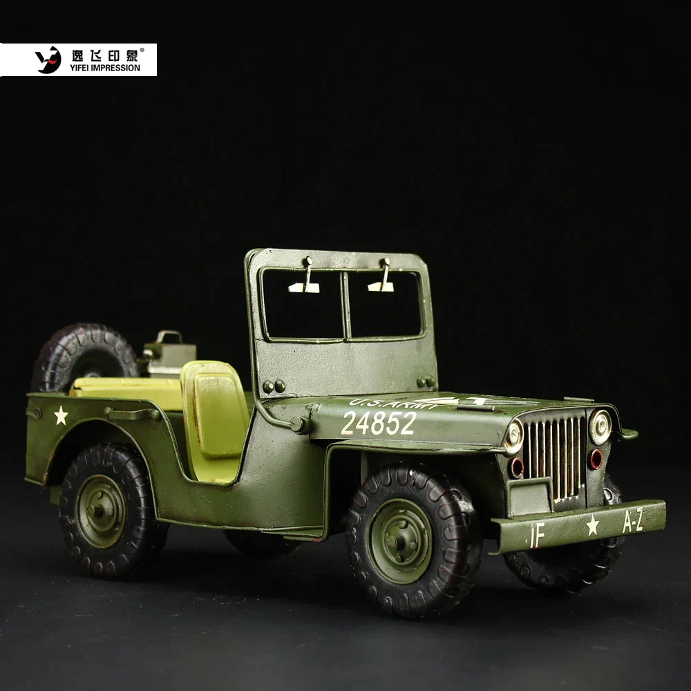 Retro Jeep Off-Road Vehicle, Iron Model, Handicraft, Home Decorations, Ornament, Study, Children's Room, Gifts