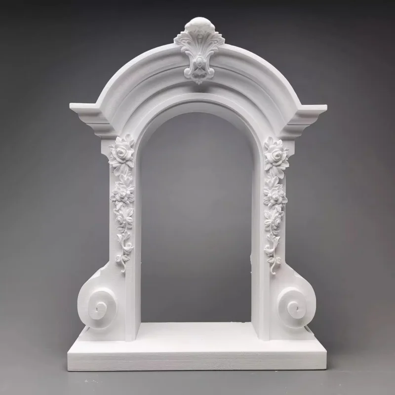 Rococo Style Floral Arch Sculpture - Plaster Building Model Tabletop Decor, DIY Craft | Vintage Home Decoration Photo Prop