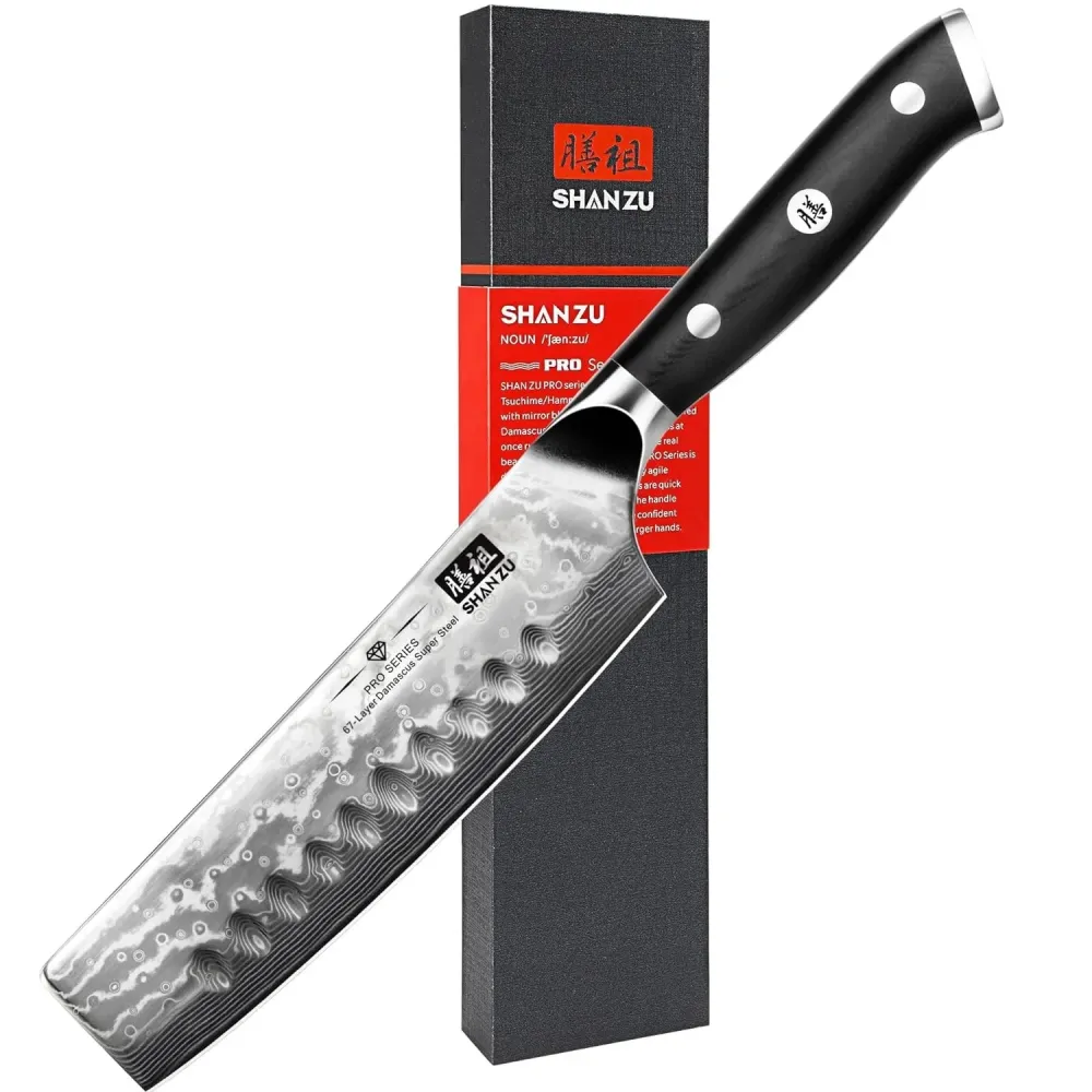 SHAN ZU 6.5'' Nakiri Knife 67-layer Damascus Steel Sharp Blade Little Chopping Knife Restaurant G10 Handle Professional Knife