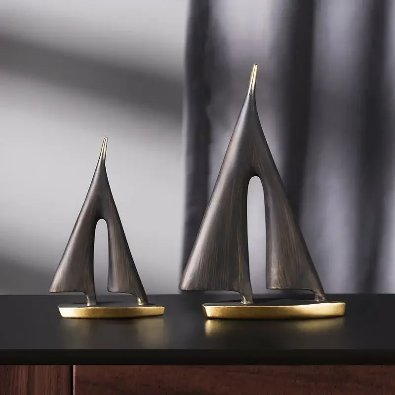 Smooth Sailing Sailboat Home Decor Ornament Living Room Decoration Bedroom Desktop Decoration Resin Craft Gift